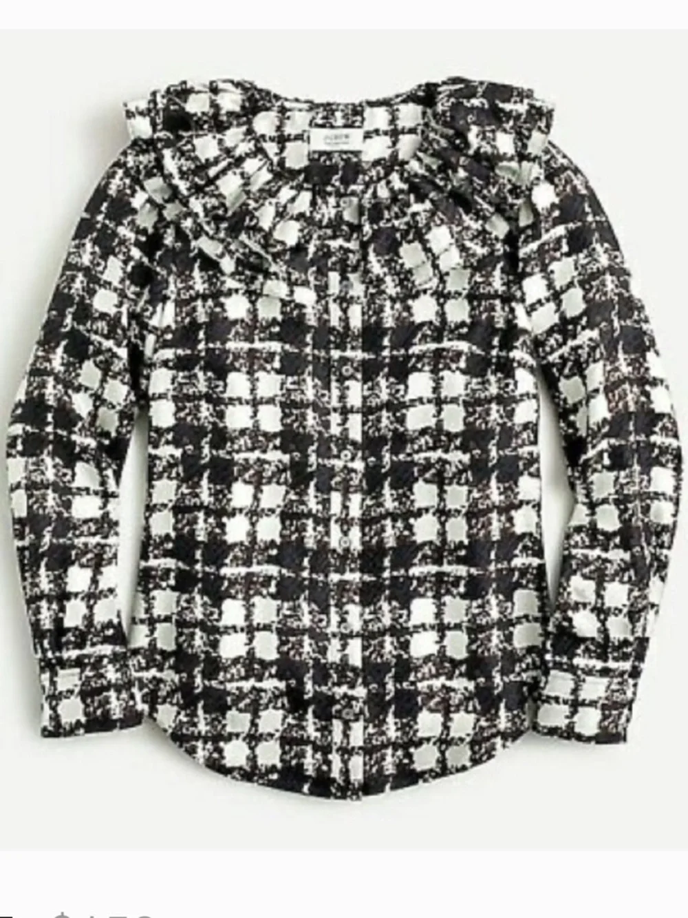 J. Crew Collections 100% Silk Twill Ruffle Collar Shirt M
